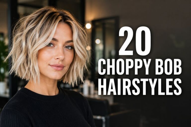 Woman with a modern choppy bob hairstyle featuring textured layers and soft volume
