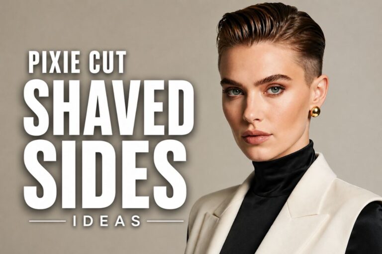 Woman with a textured pixie cut and shaved sides hairstyle