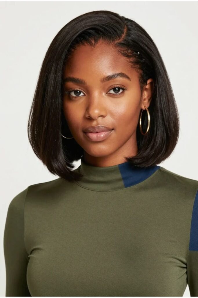 Quick weave bob hairstyle for Black women with smooth polished finish and clean defined ends