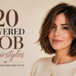 Stylish layered bob hairstyle with soft layers and natural volume for women.