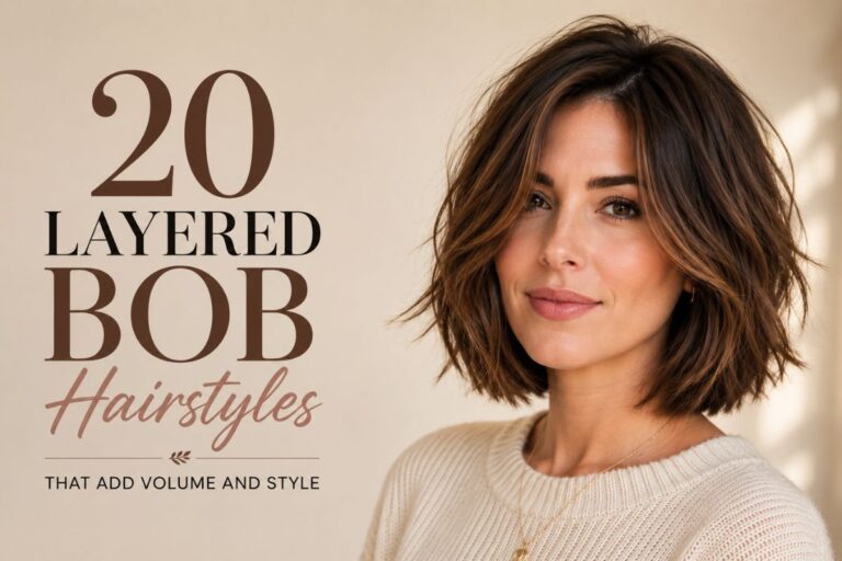 Stylish layered bob hairstyle with soft layers and natural volume for women.