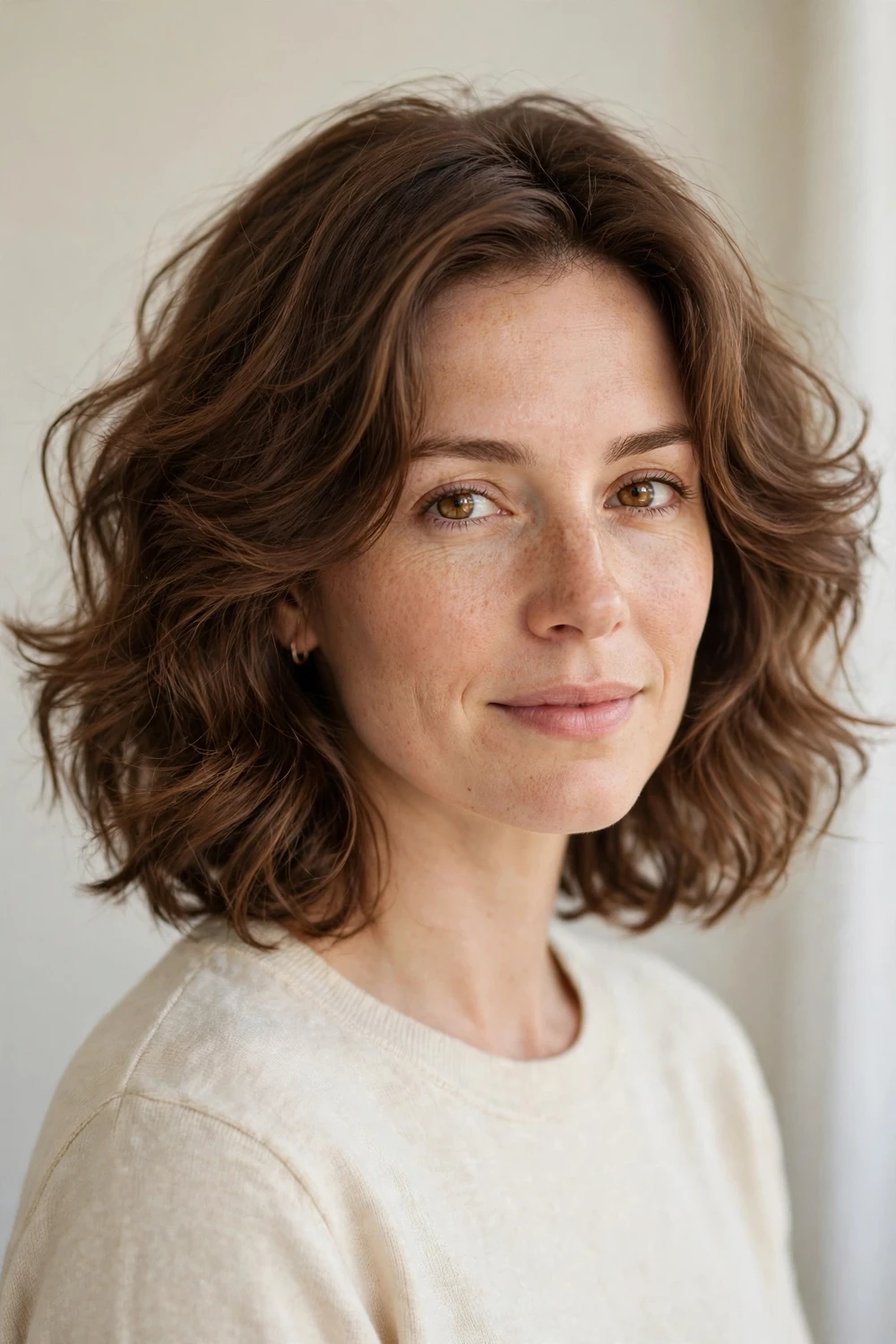 Shoulder-length cloud lob with billowy layers and softly turned-out ends