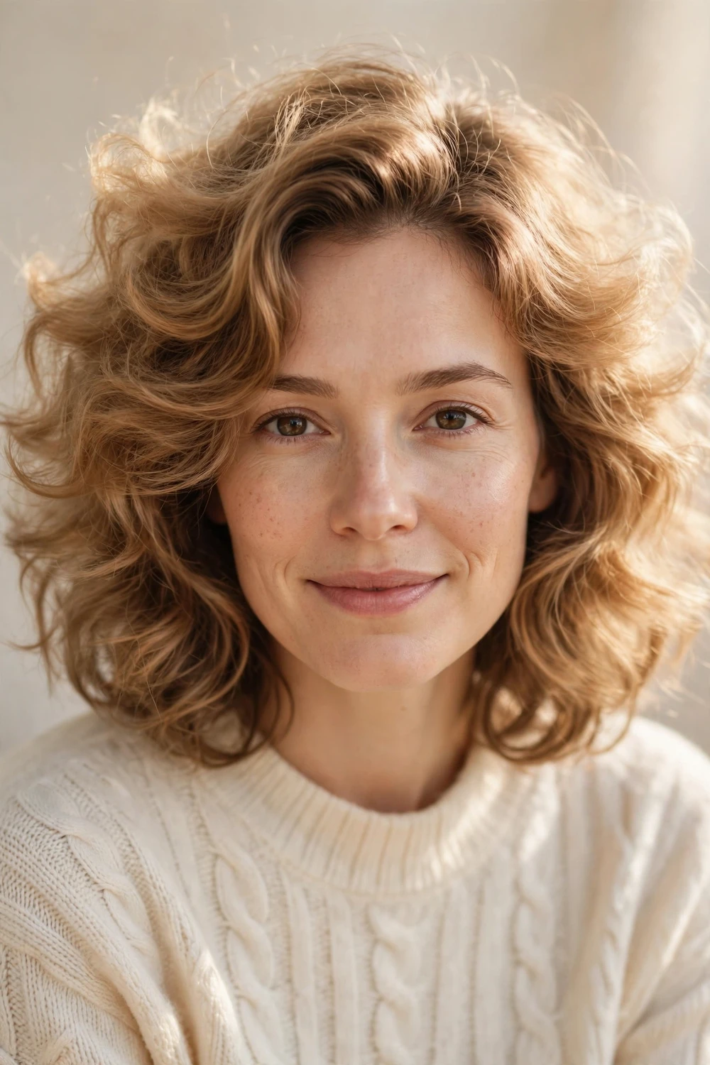 Cloud haircut styled in soft diffused waves with fluffy texture