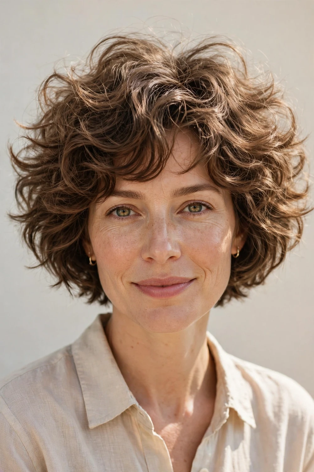 Diffuser-dried cloud haircut with enhanced natural texture and crinkled waves