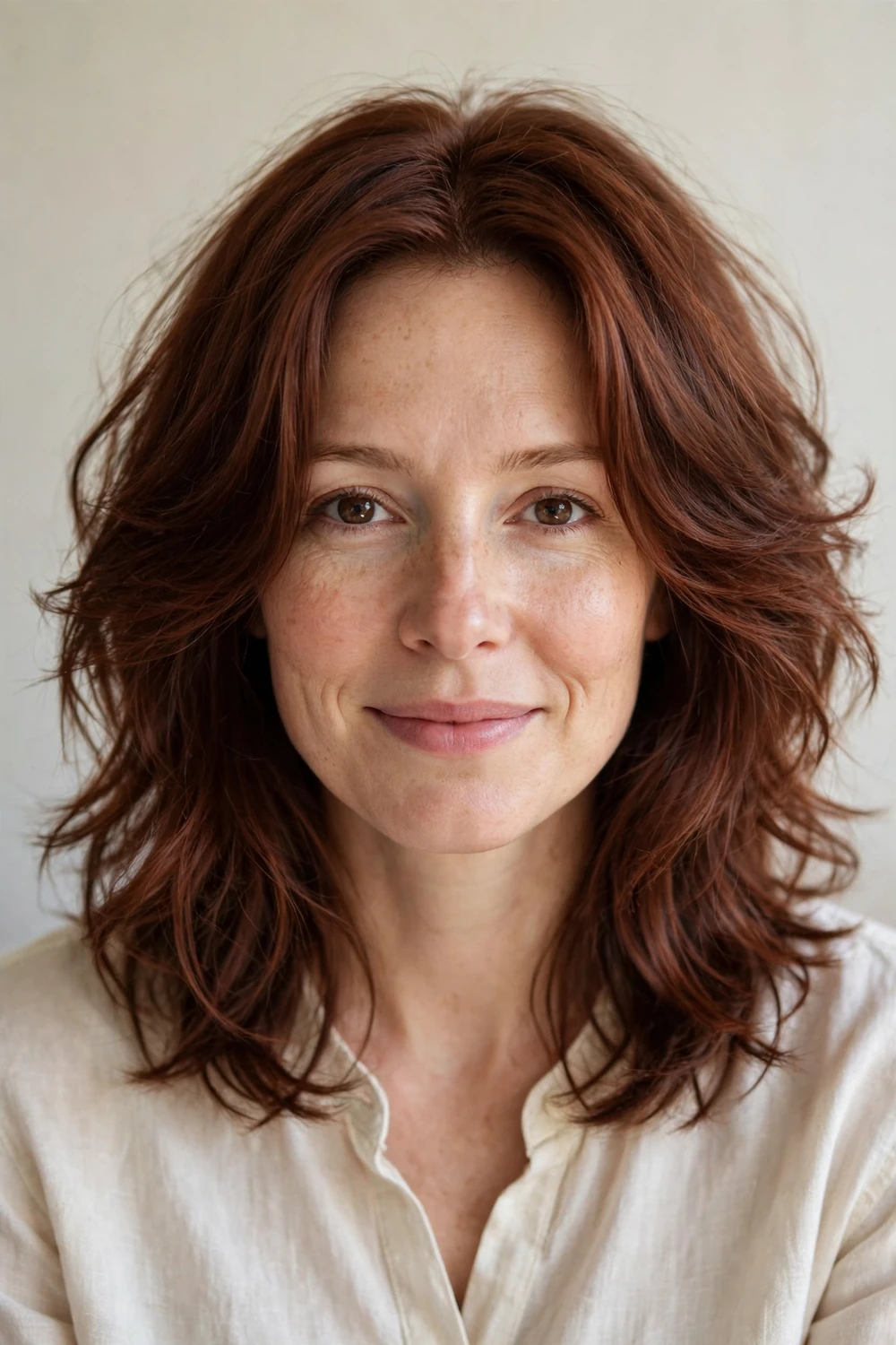Grown-out cloud haircut at collarbone length with soft maintained shape