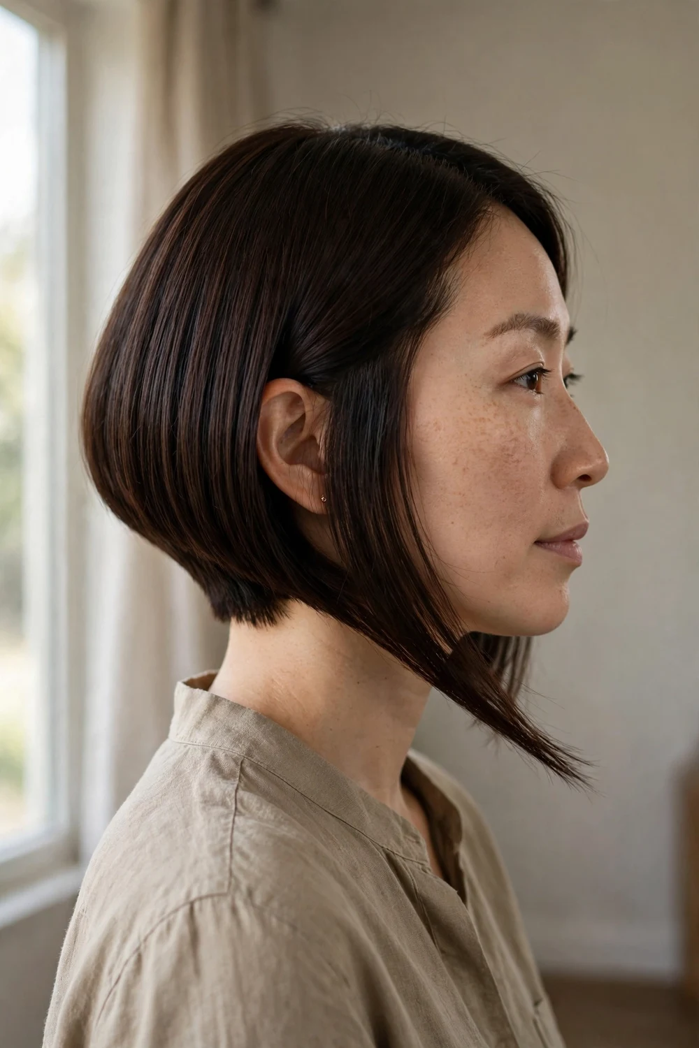 Classic A-line bob with shorter back and longer front pieces