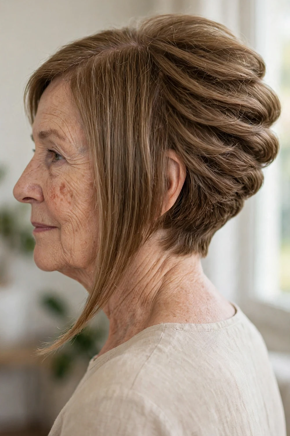 Inverted angled bob with a pronounced angle from stacked back to long front