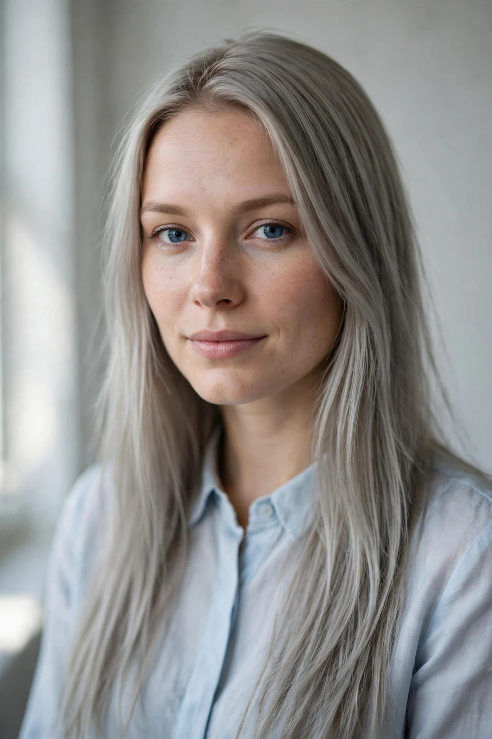 Ash blonde hair with cool smoky anti-warm tones