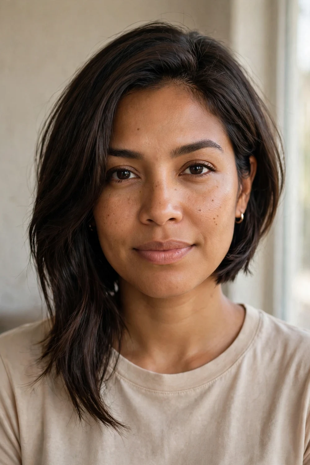 Asymmetrical A-line bob with one side longer than the other