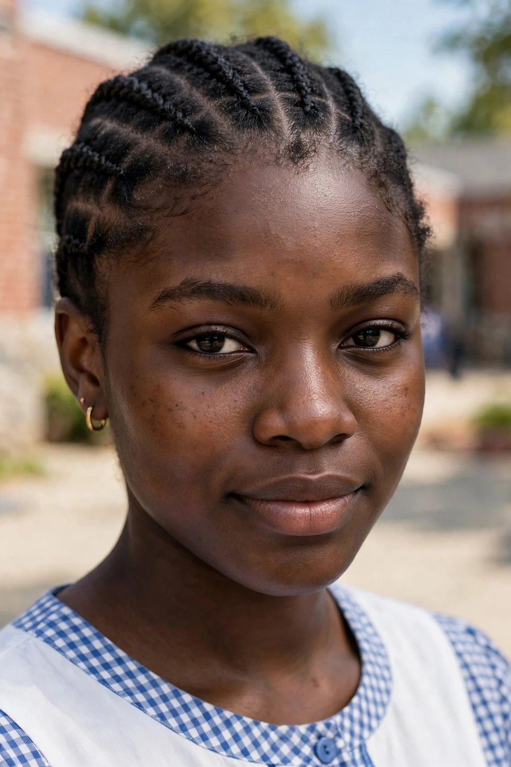 Short cornrows braided on a 4C TWA at the start of the growth stage