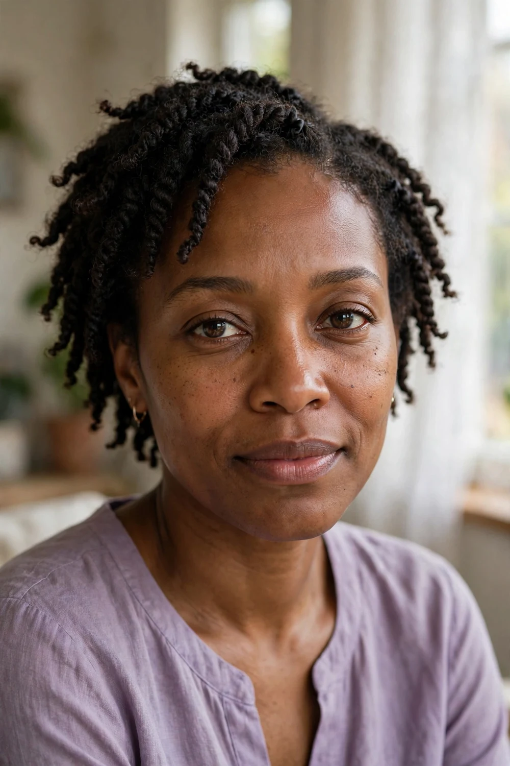 Defined twist-out with small sections on 4C natural hair at awkward length