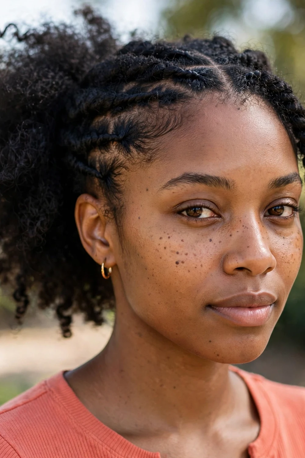 Flat-twisted front with puff back combo on 4C awkward length hair