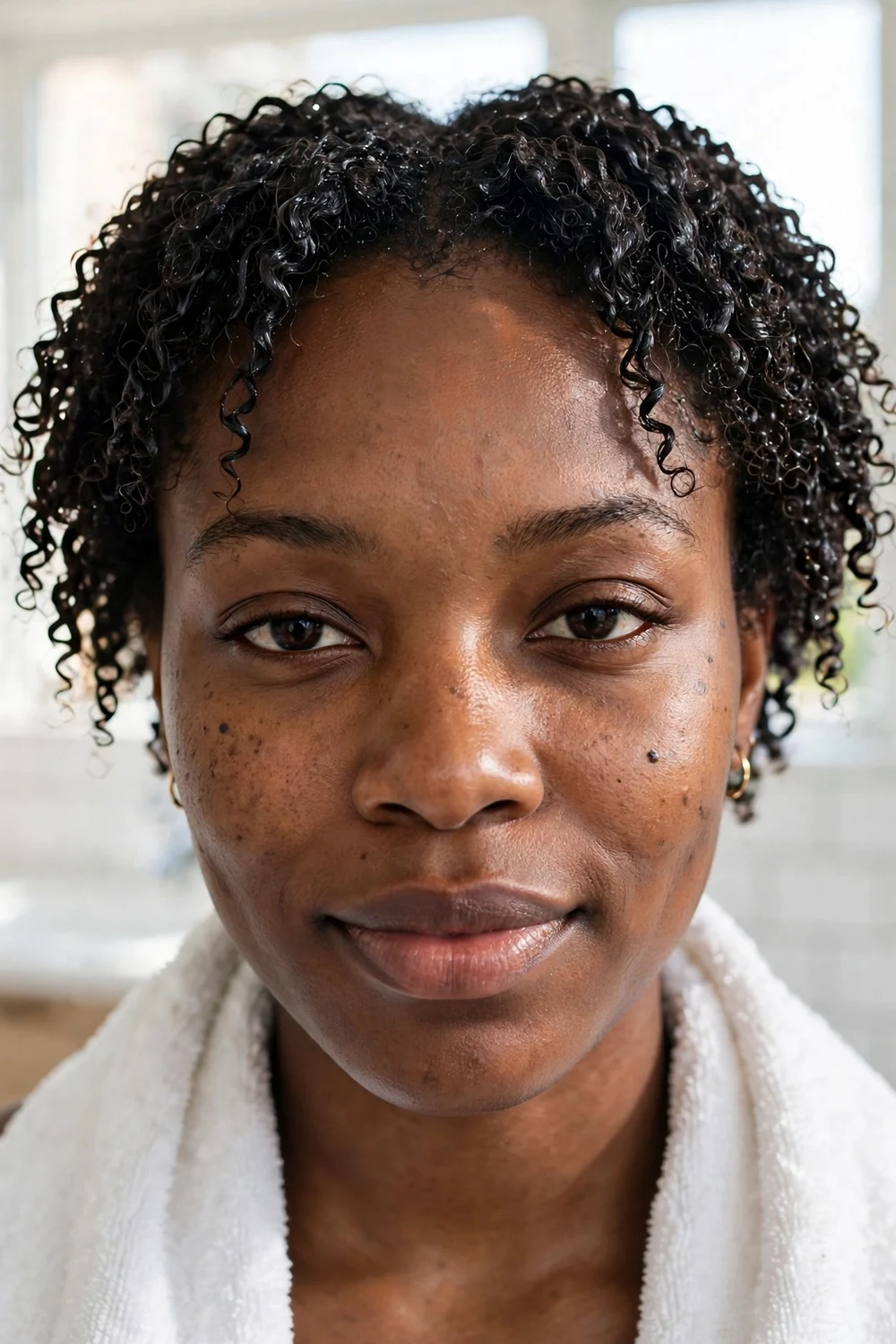 Wash and go style with defined coils on 4C hair at awkward length