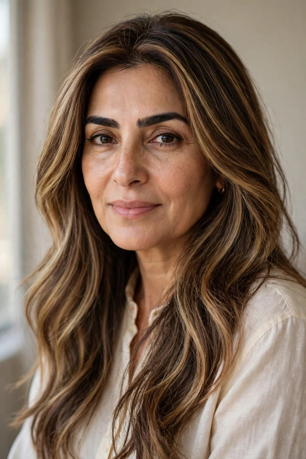 Woman with toffee blonde highlights