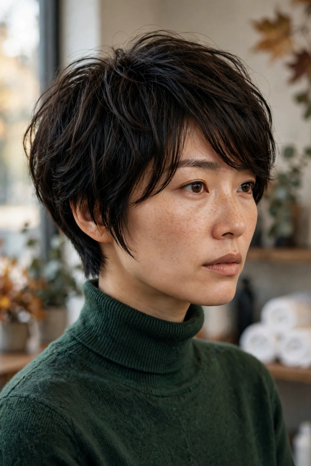 Bixie haircut blending bob and pixie, edgy layers with soft volume