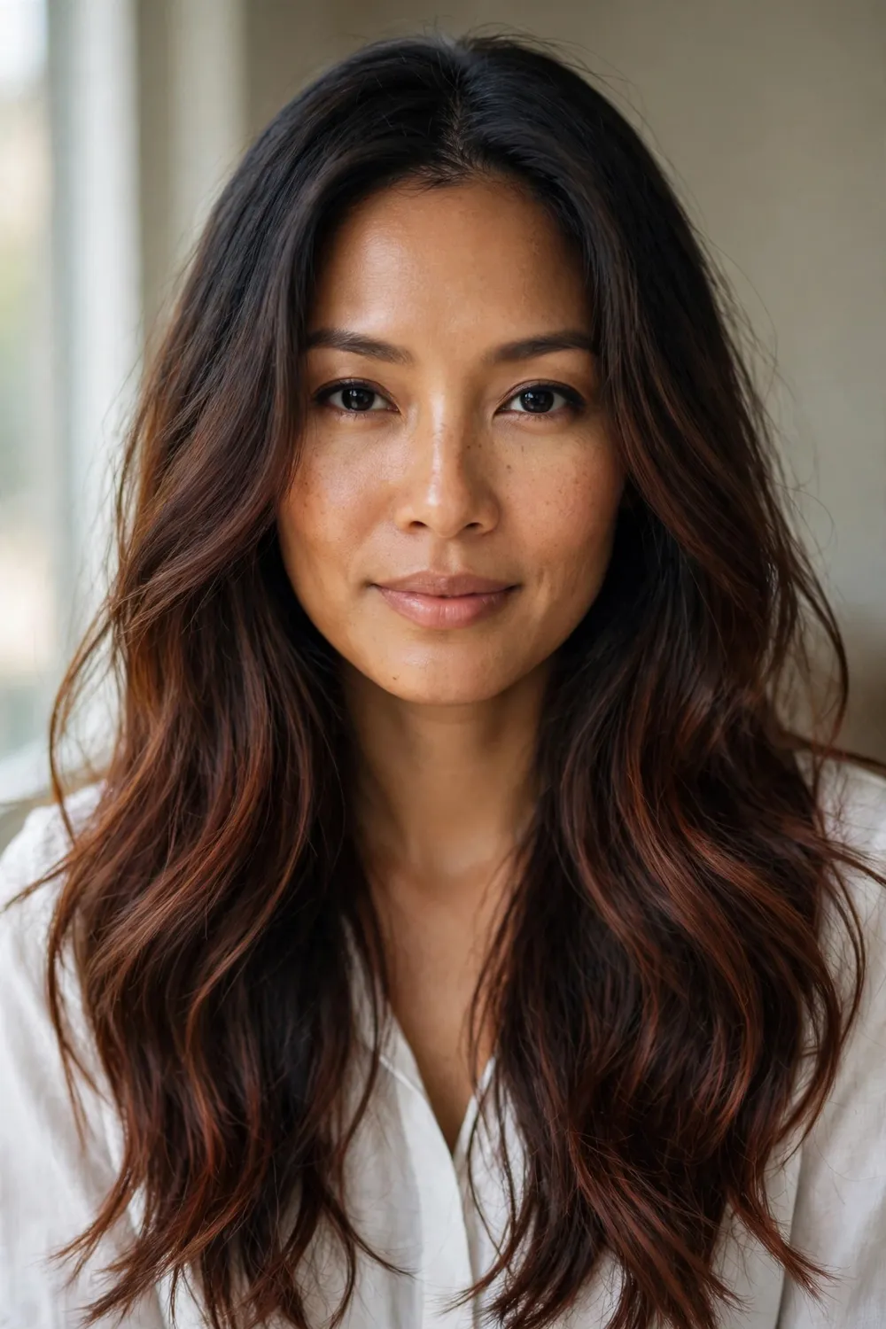 Seamless blend of raven black chestnut and mahogany brown tones