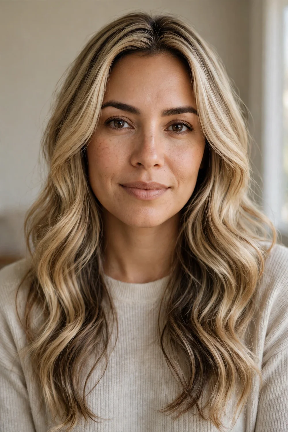 Blonde soft waves with subtle lowlights