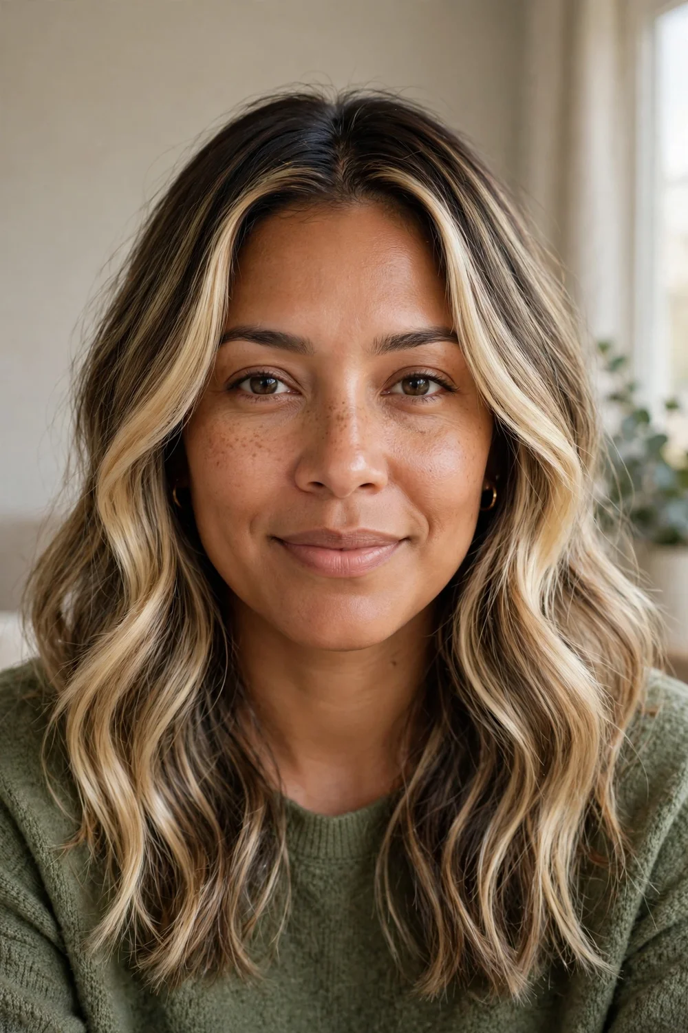 Winter bronde hair with root melt and lowlights
