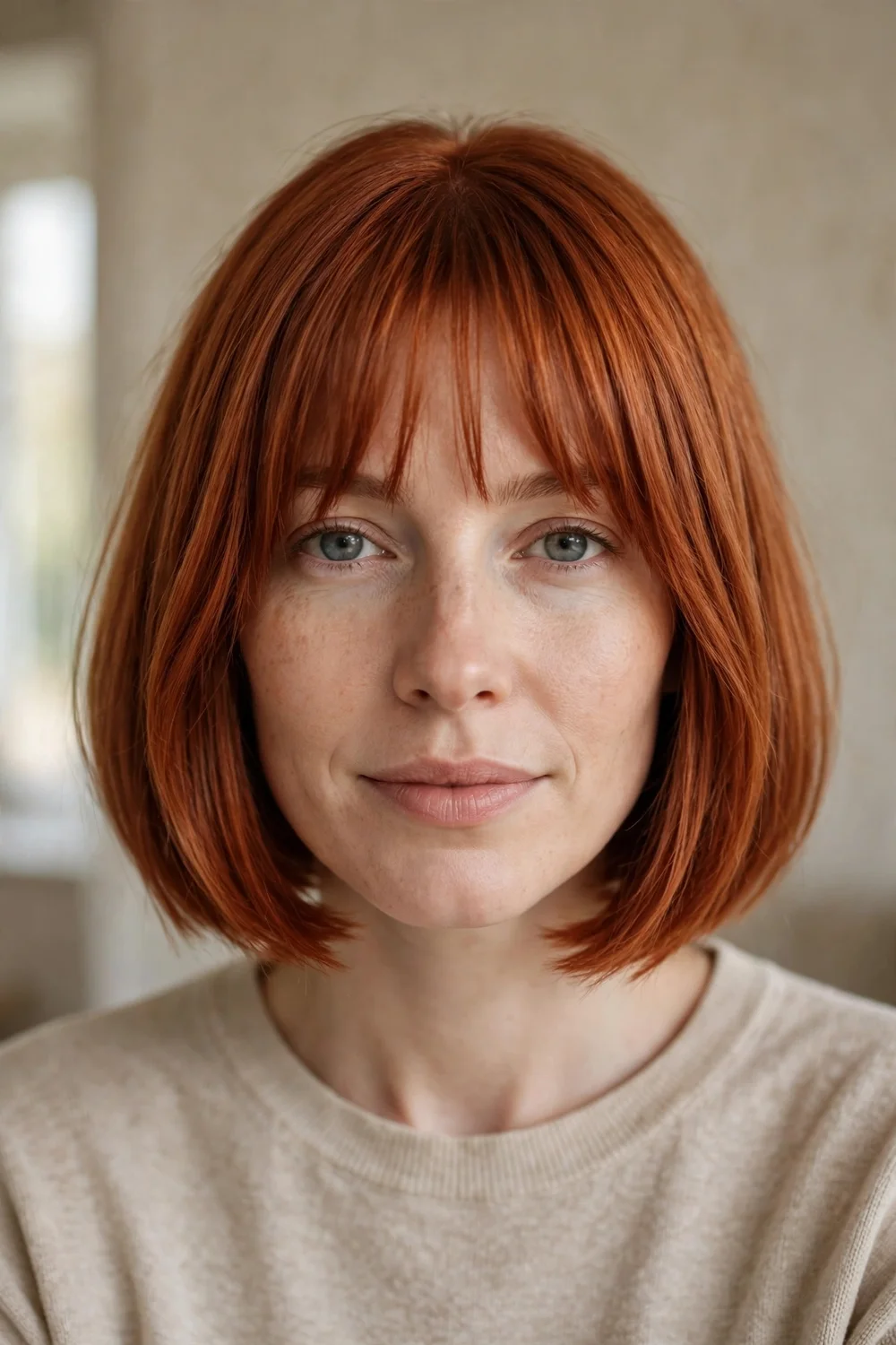 Chin-length bob with long bangs