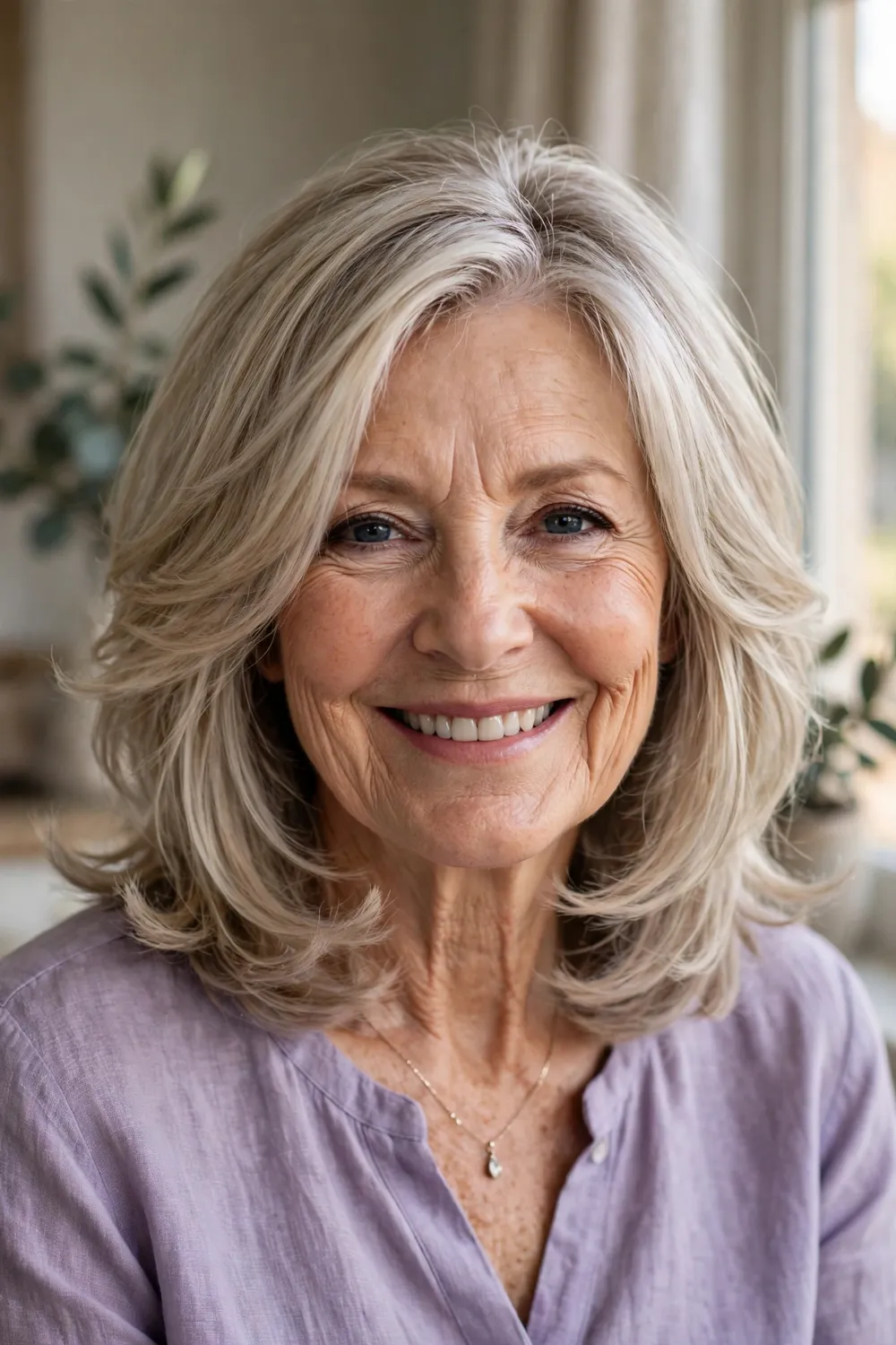 Mature woman with bob with visible feminine layers