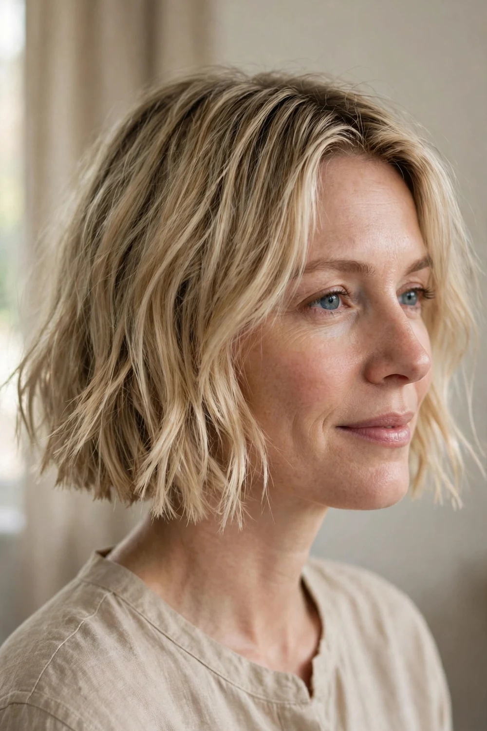 Box bob with choppy textured ends