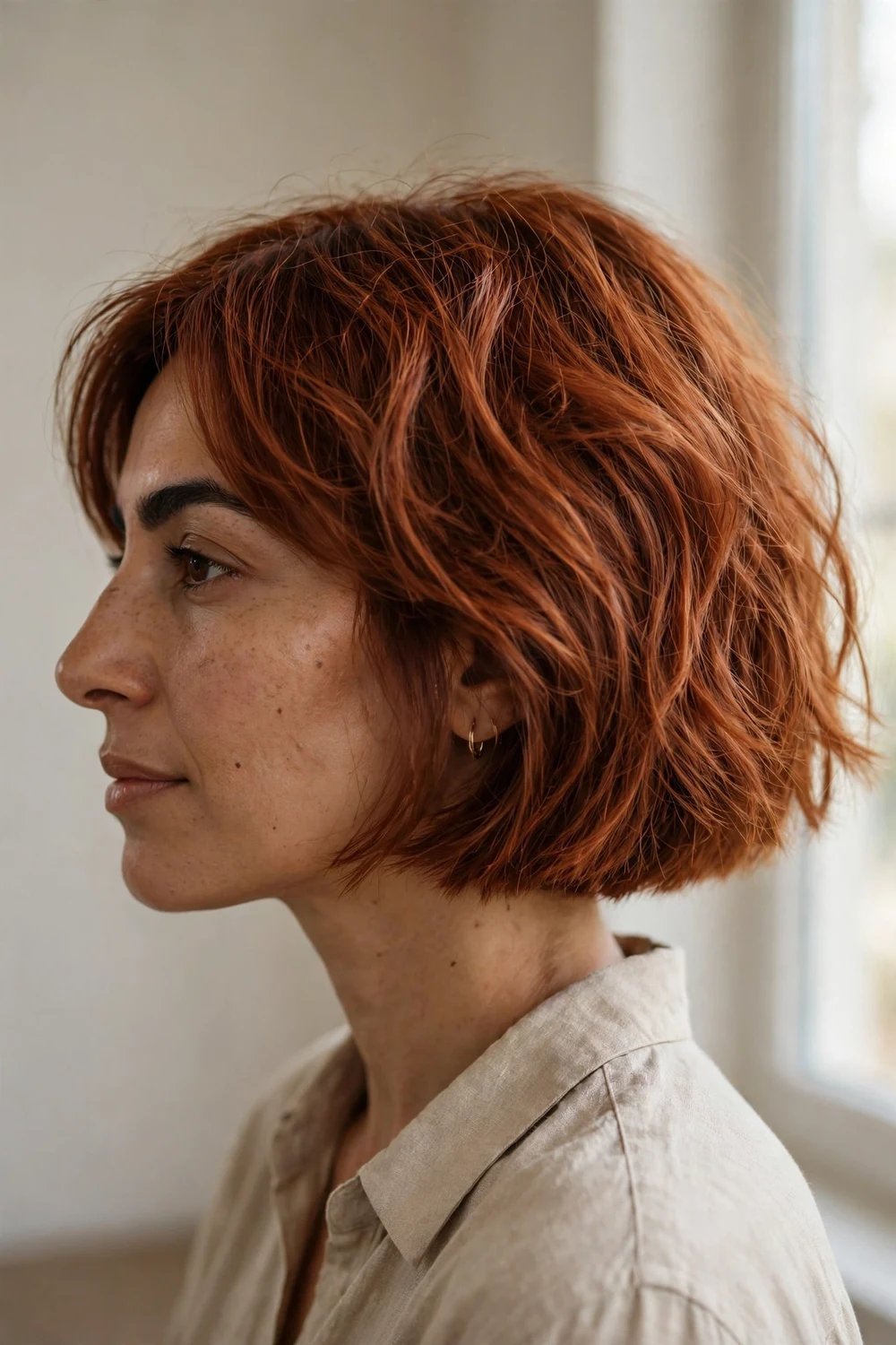 Textured tousled box bob with natural movement