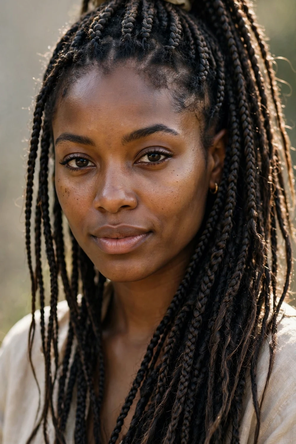 Half-up half-down ponytail box braids hairstyle