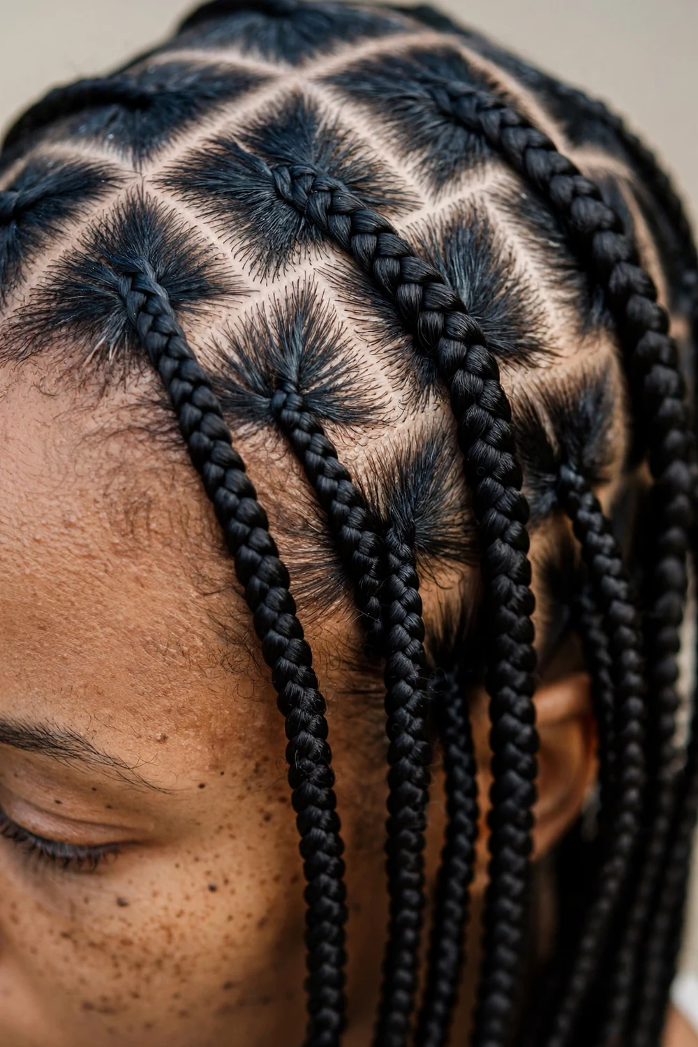Triangle-part box braids hairstyle