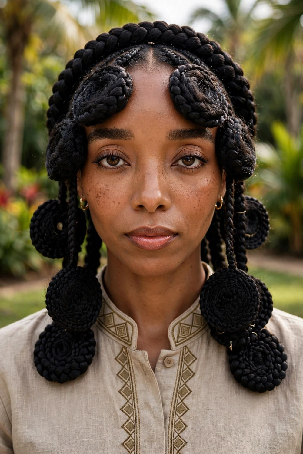 Black woman with crochet braids, full curly crochet install