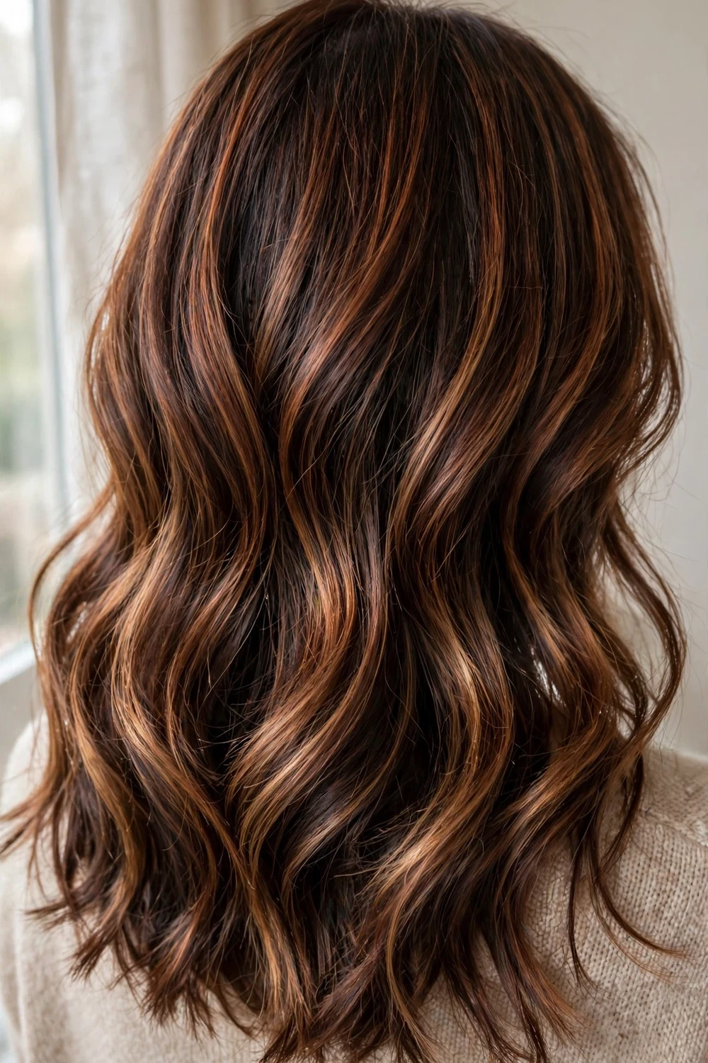 Cowboy copper balayage with subtle bronze accents