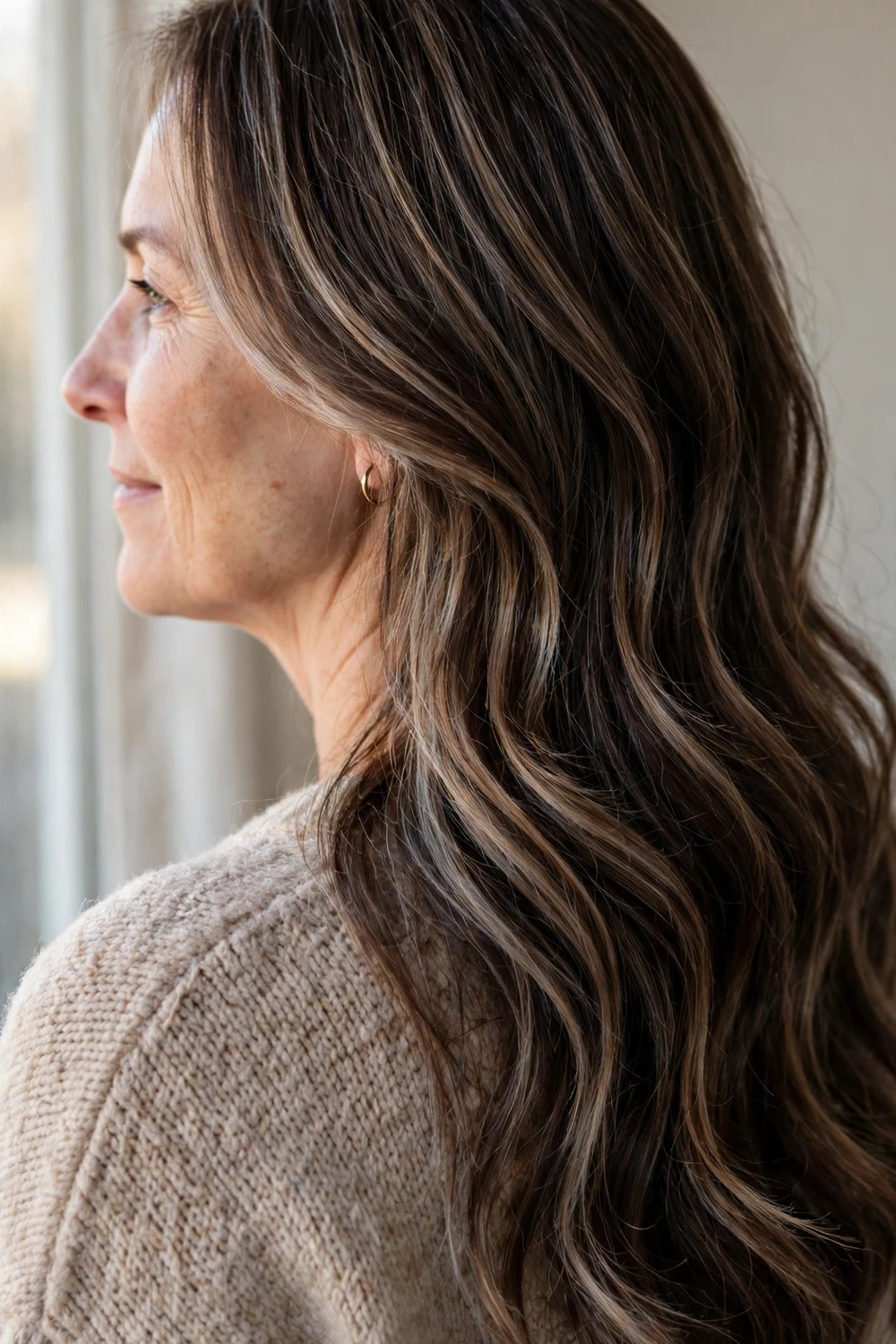 Brunette from blonde frosted bitter coffee winter color