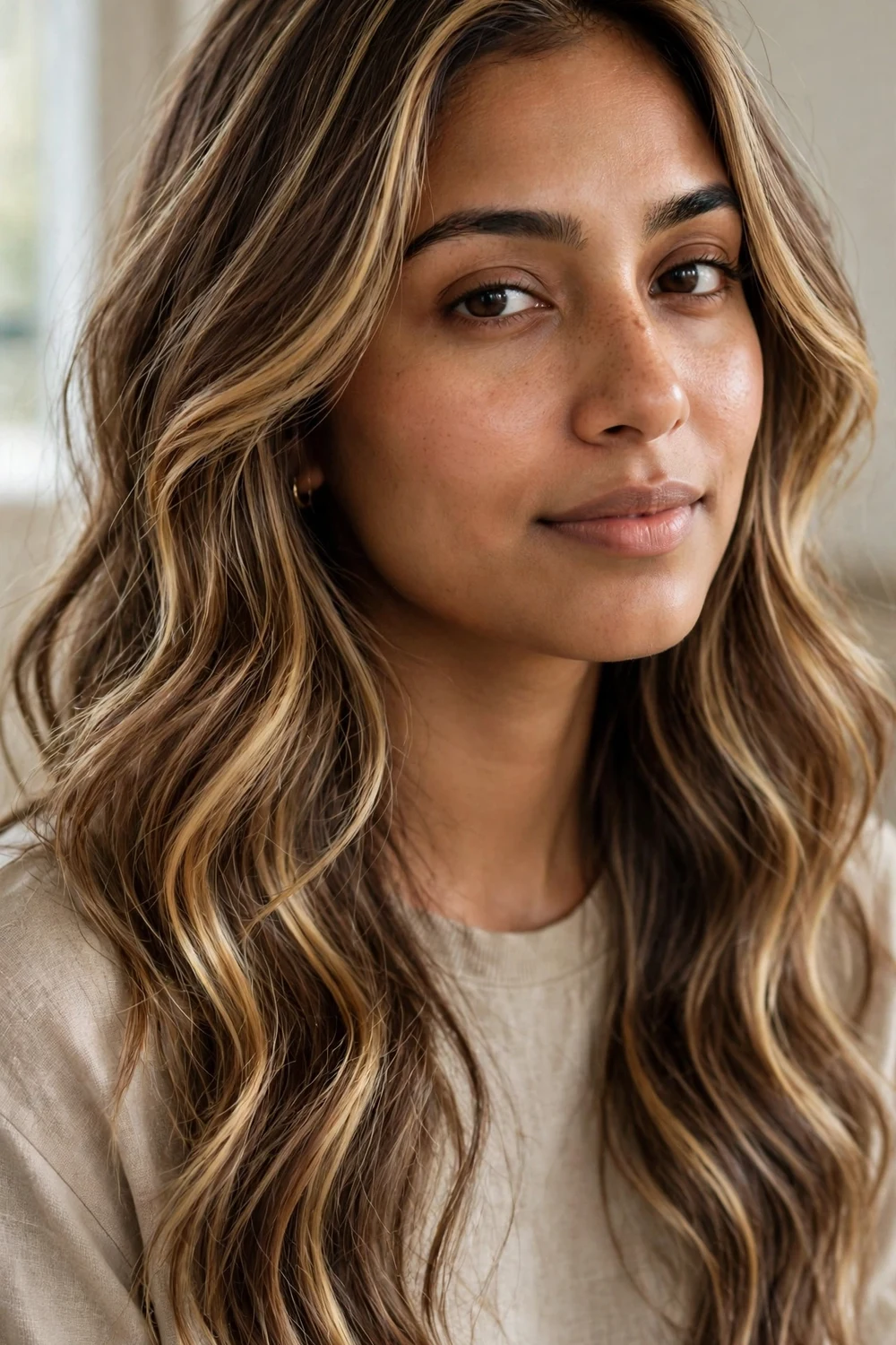 Brunette from blonde golden mocha blend hair color