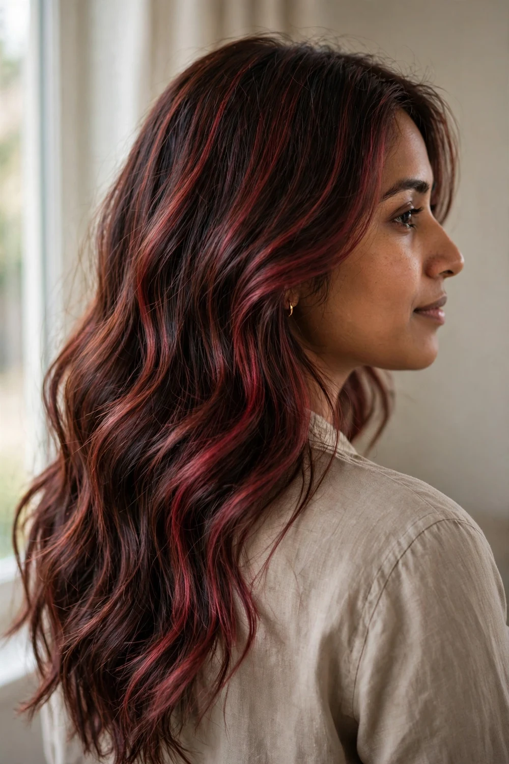 Brunette from blonde raspberry chocolate red brown hair