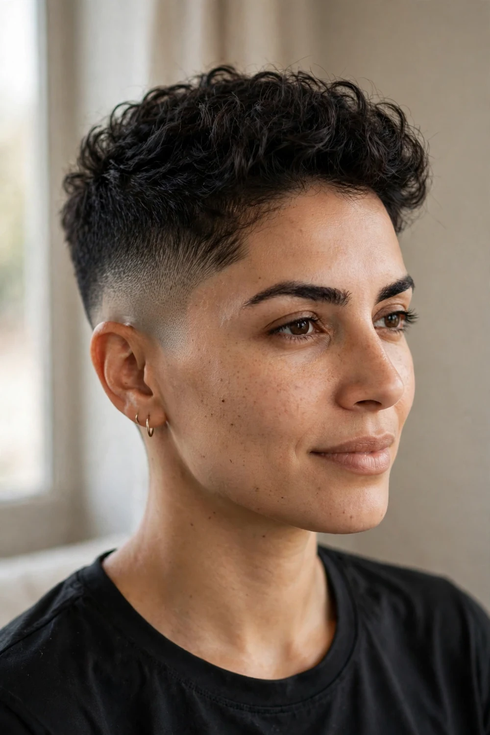 Woman with a taper fade haircut for basketball