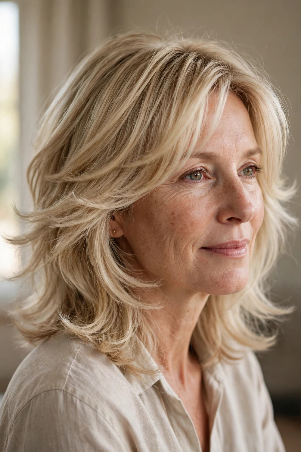 Butterfly cut adapted for fine hair with soft layers and full ends