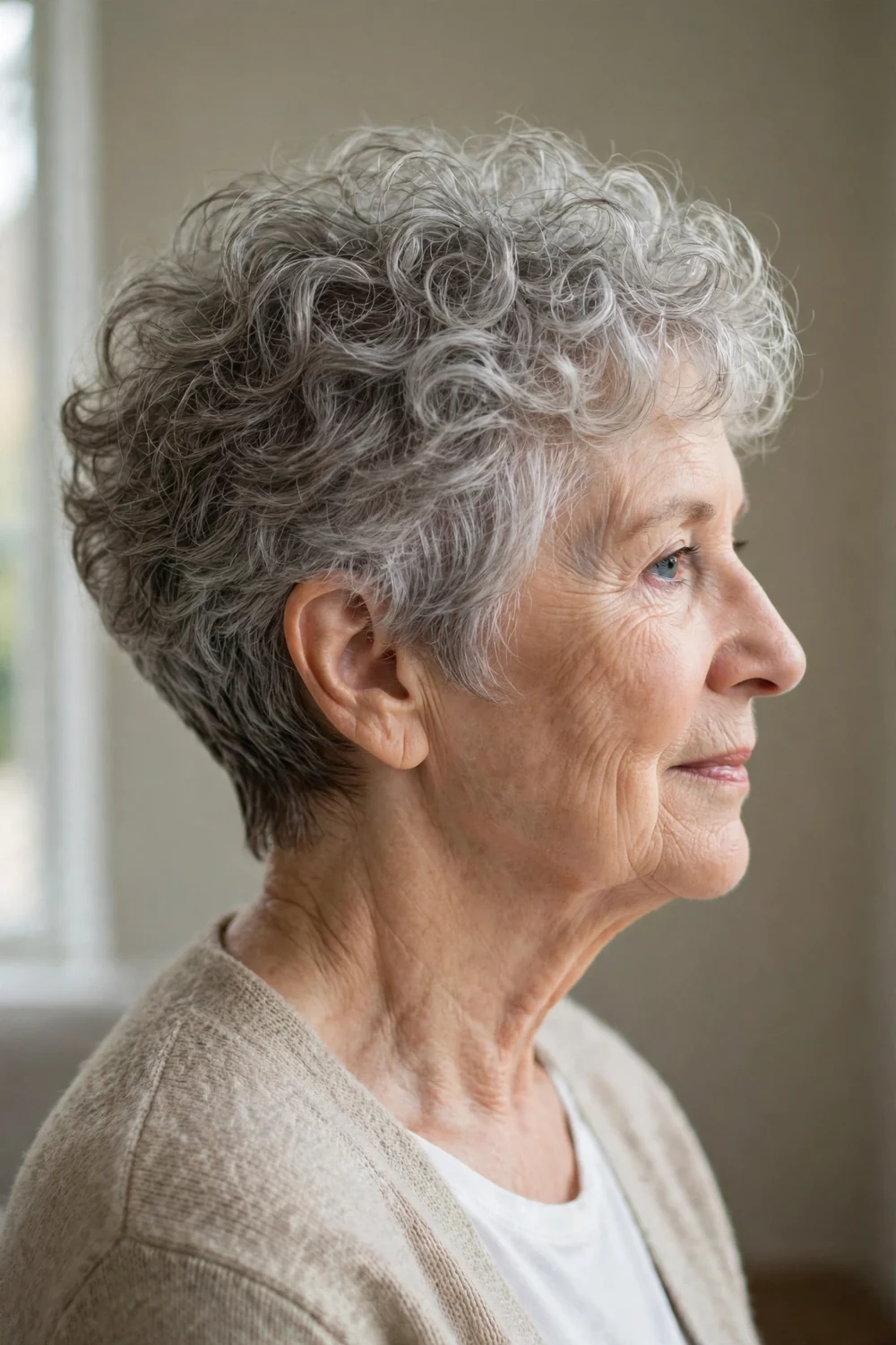 Short curly wedge on older woman