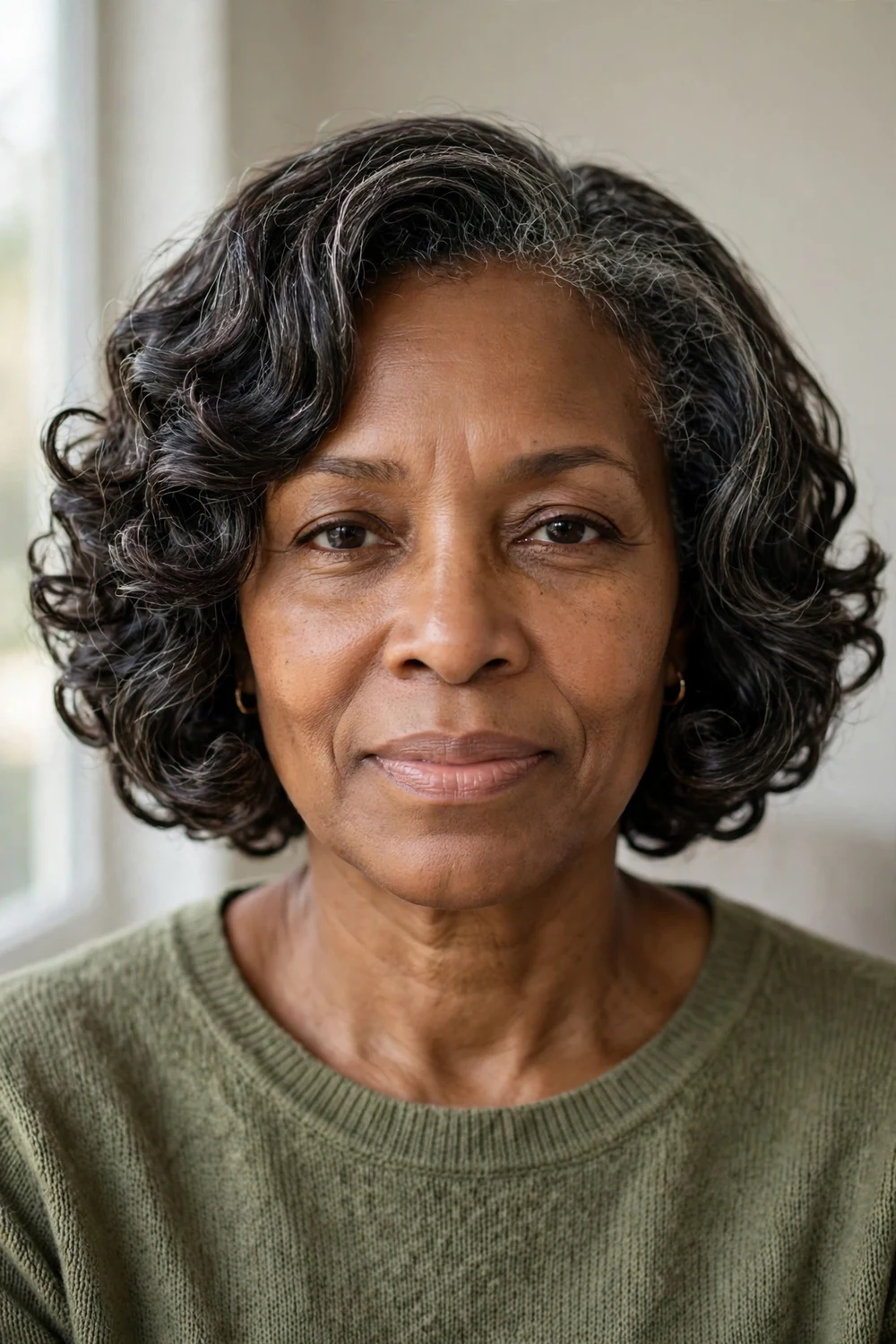 Chin-length curly cut