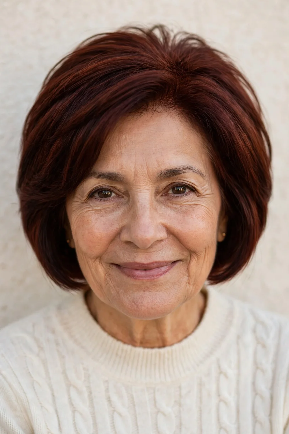 Chin length stacked bob haircut with volume
