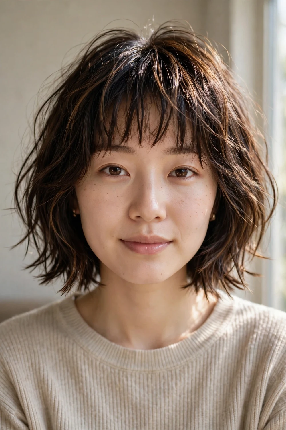 Choppy bob with choppy bangs on thin hair