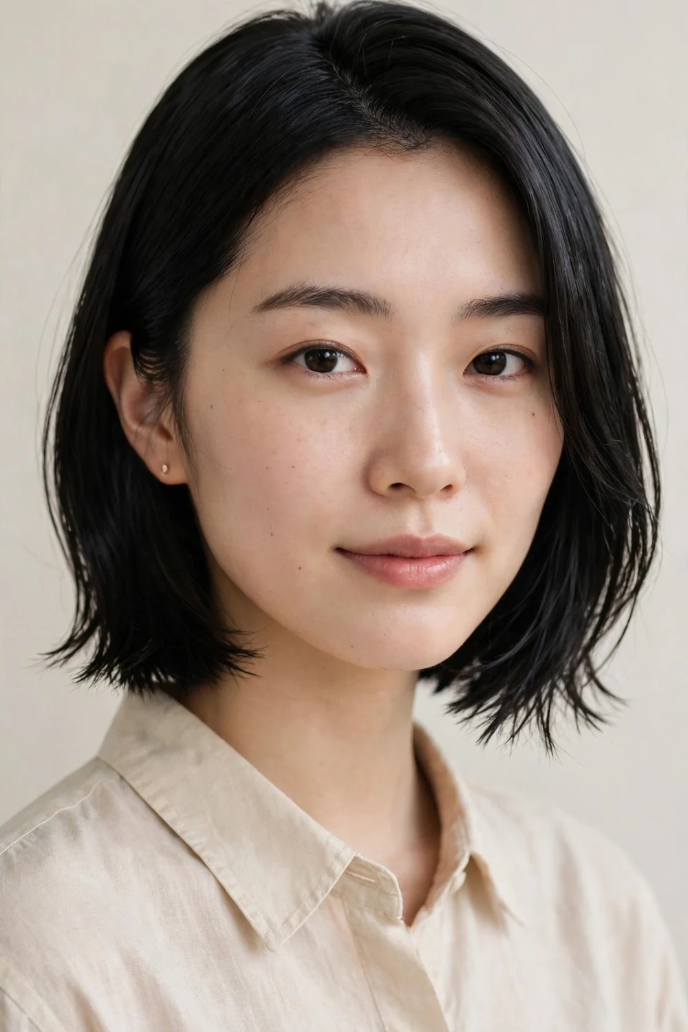 Woman with a sleek polished choppy bob for fine hair