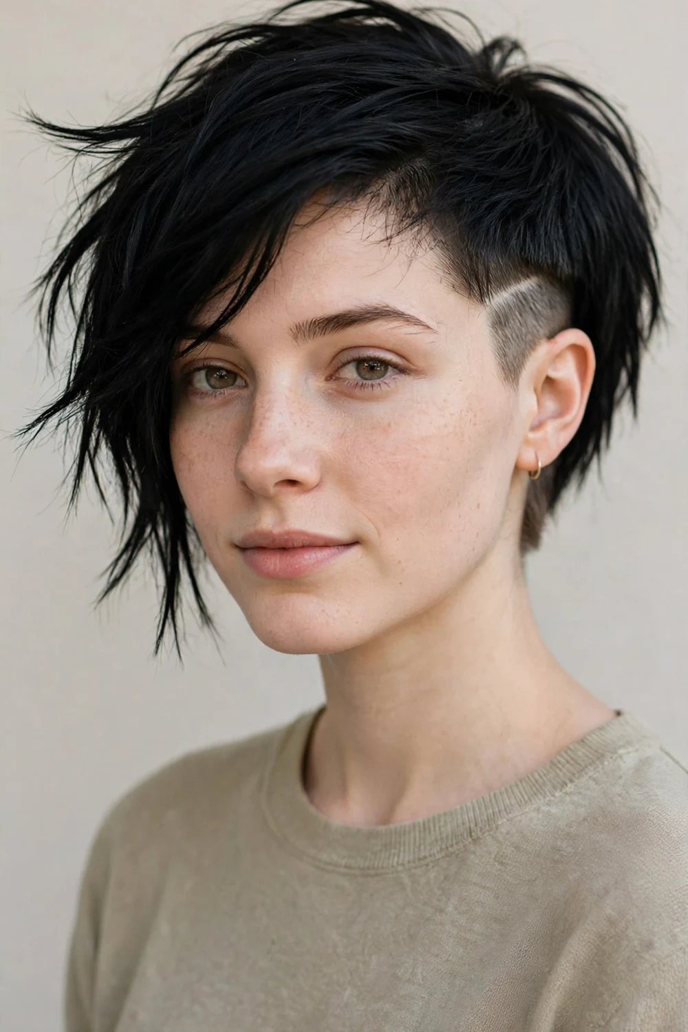 Woman with a choppy bob with a hidden undercut for fine hair