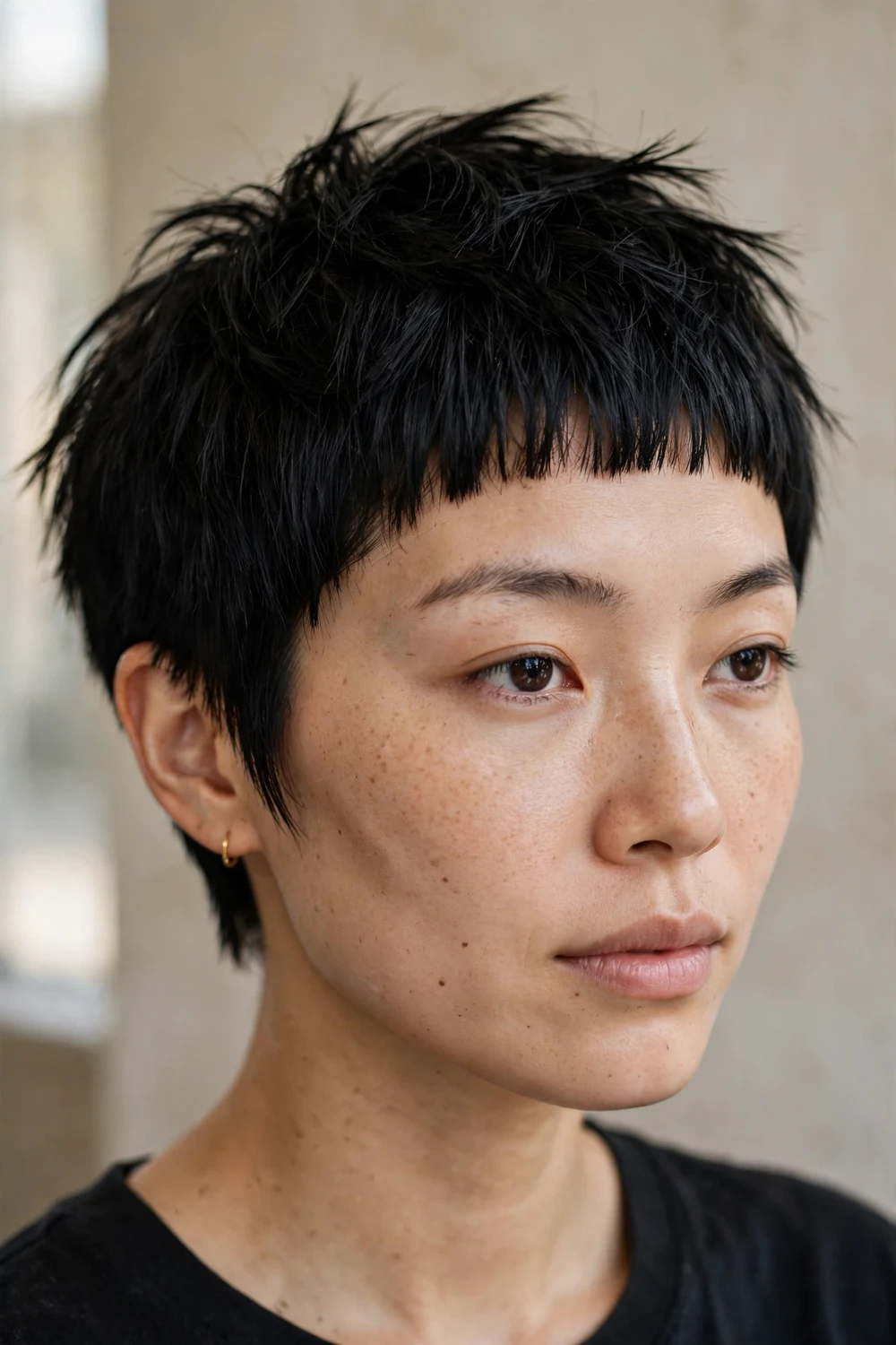 Choppy pixie with baby bangs