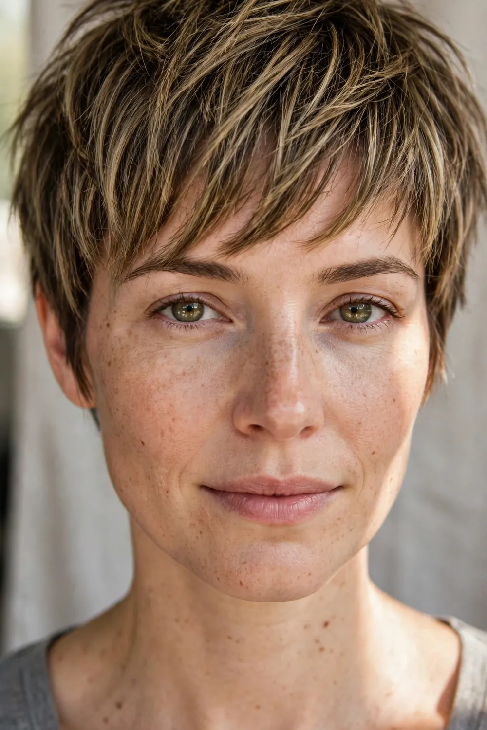 Choppy pixie with side-swept bangs