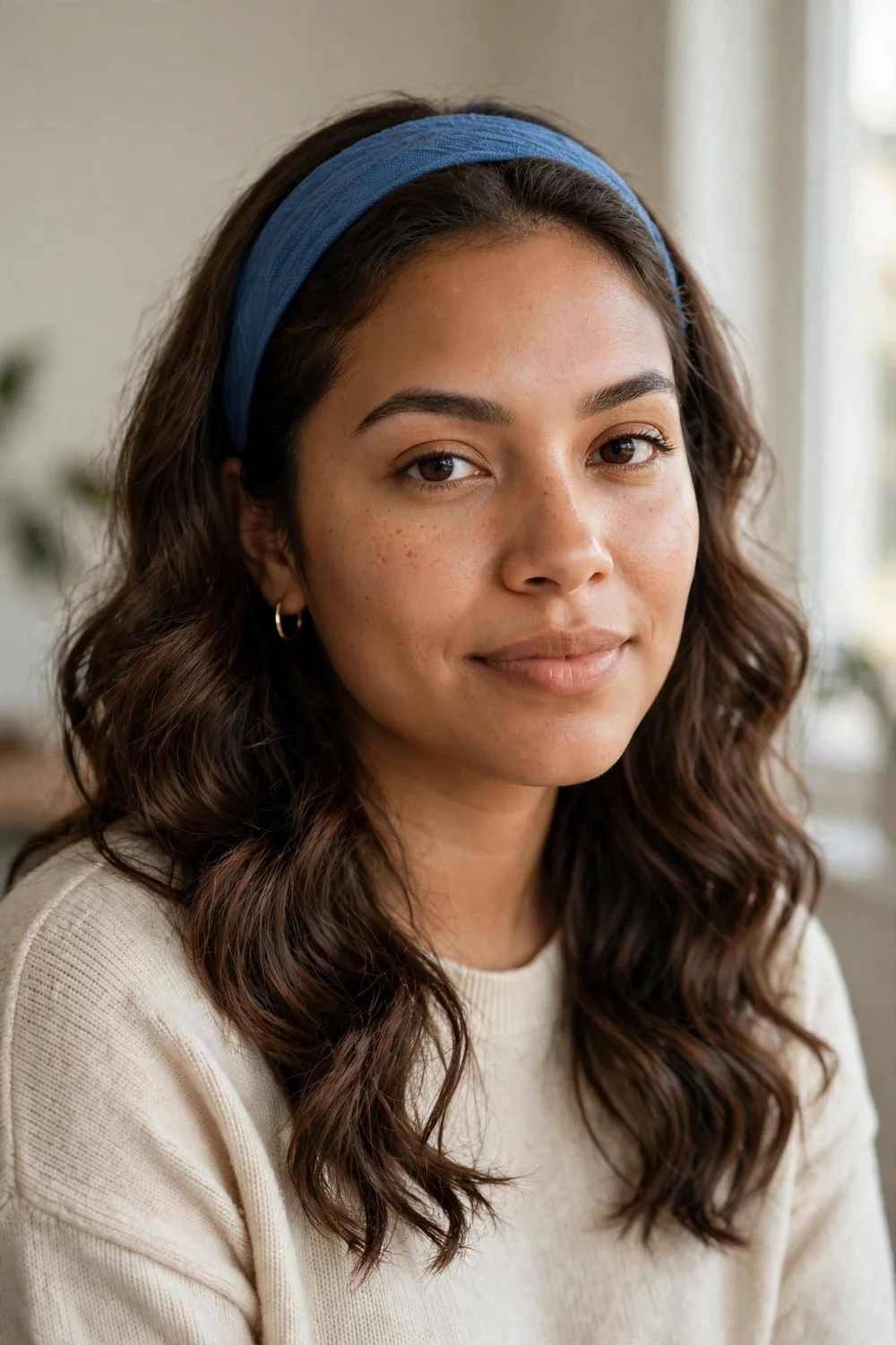 Soft waves worn down with a blue headband