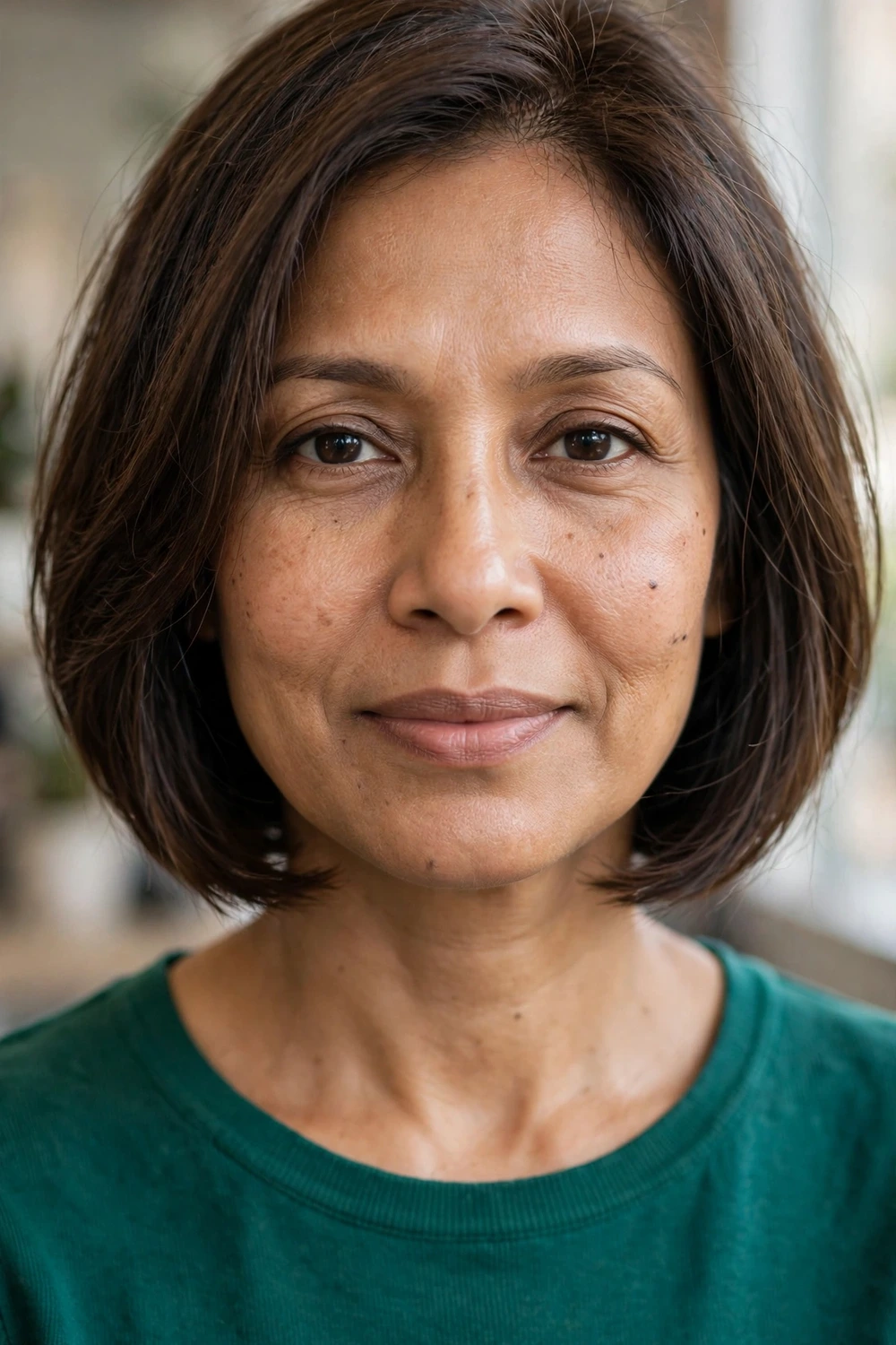 Classic layered bob on a woman over 60 with silver-gray hair