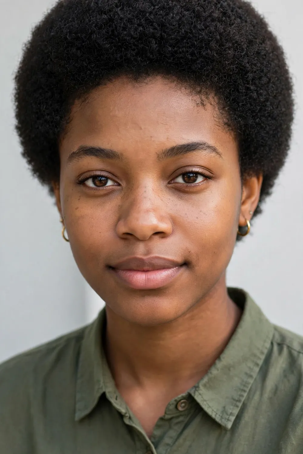 Young Black woman with a classic teeny weeny afro, even all-over low cut