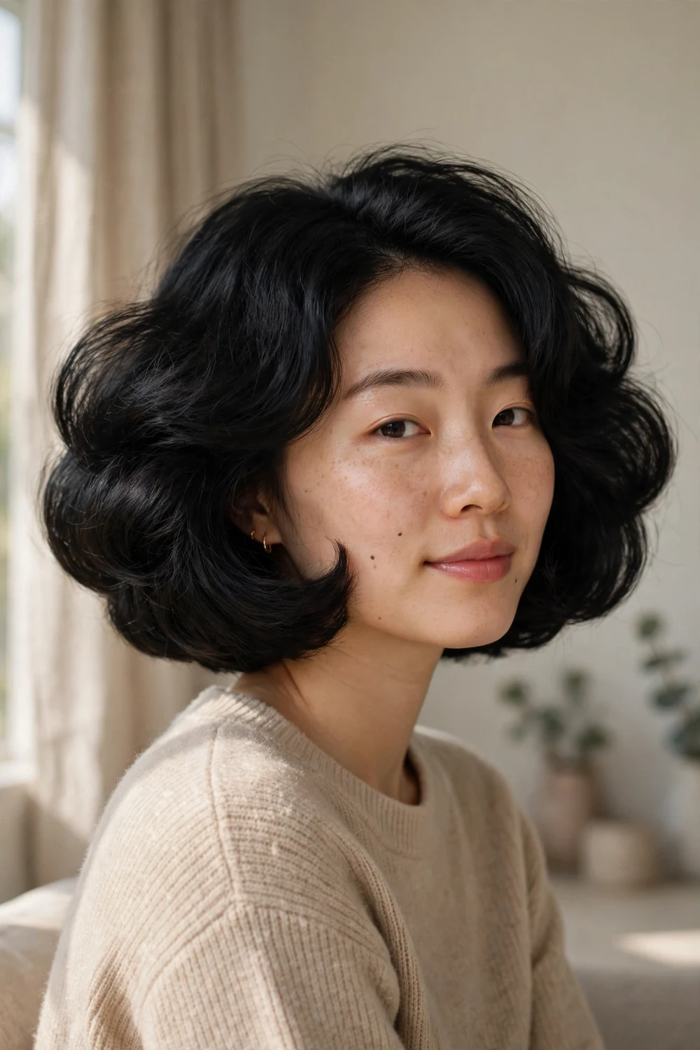 Bubble bob with rounded plush shape for thin hair