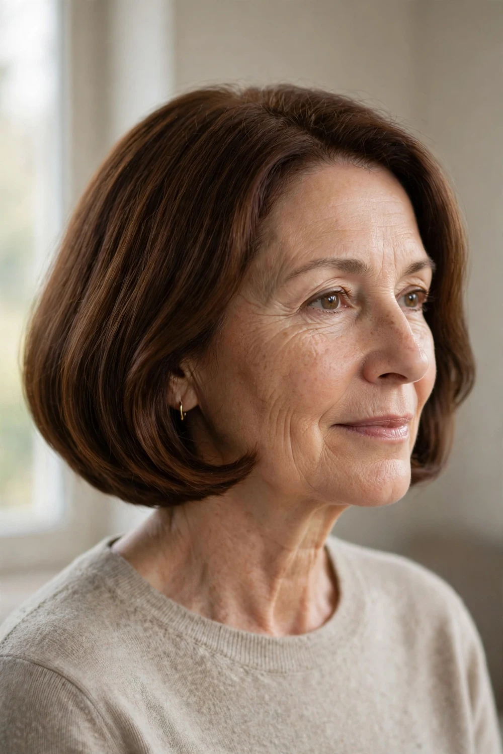 Rounded bob with curved tucked-under silhouette for thin hair