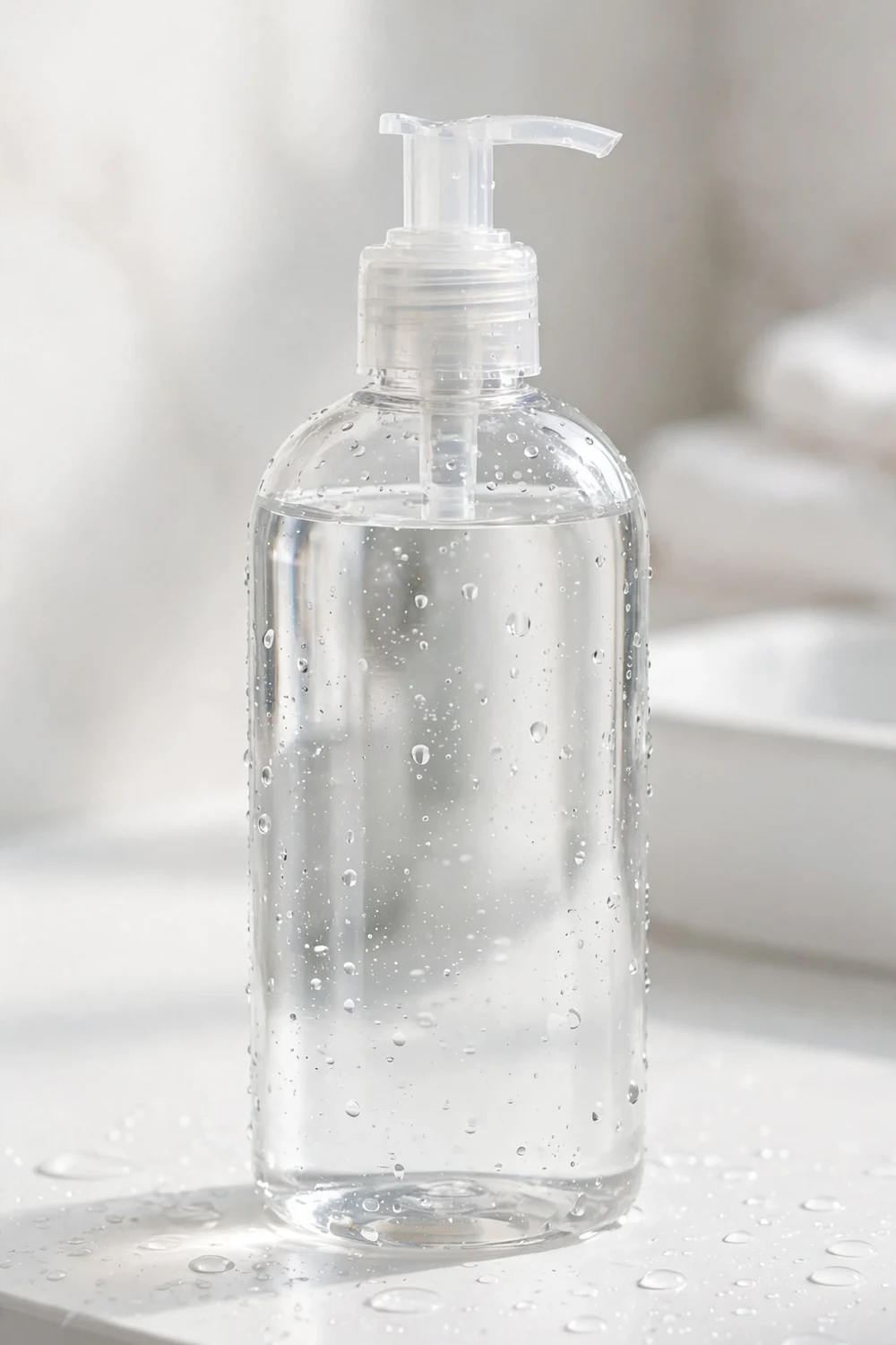 Clear dye-free shampoo bottle without artificial colors