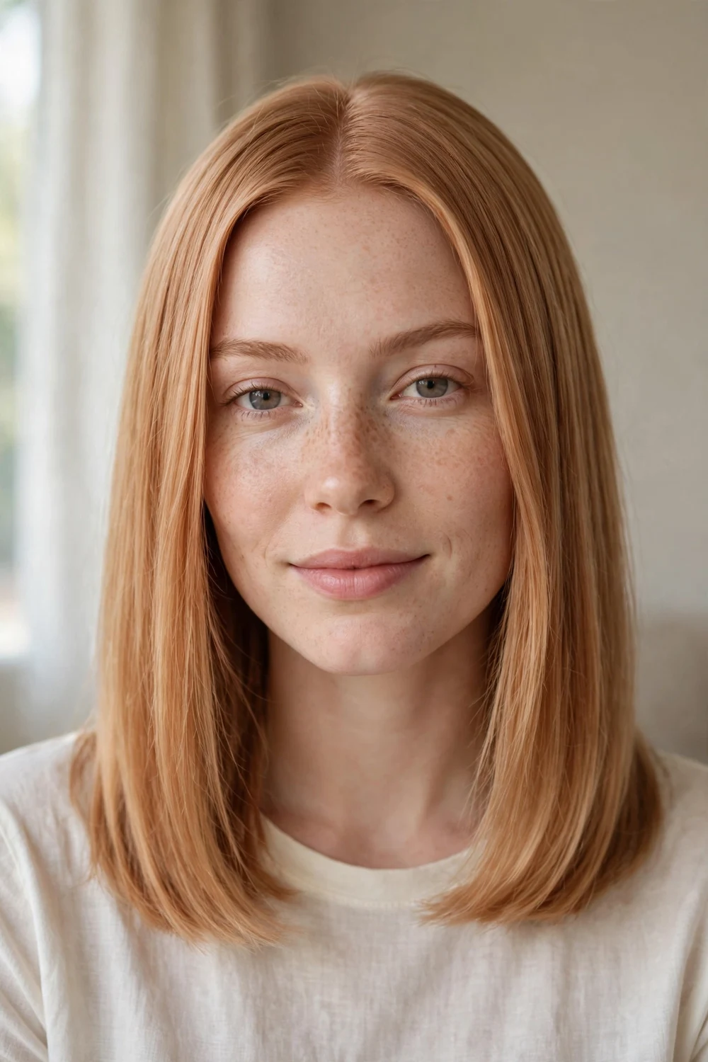 Strawberry copper blonde hair shade